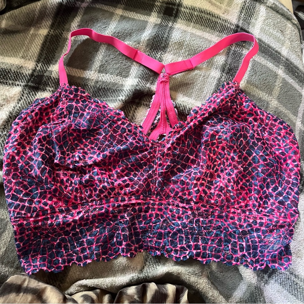 Pink leopard, print, bralette